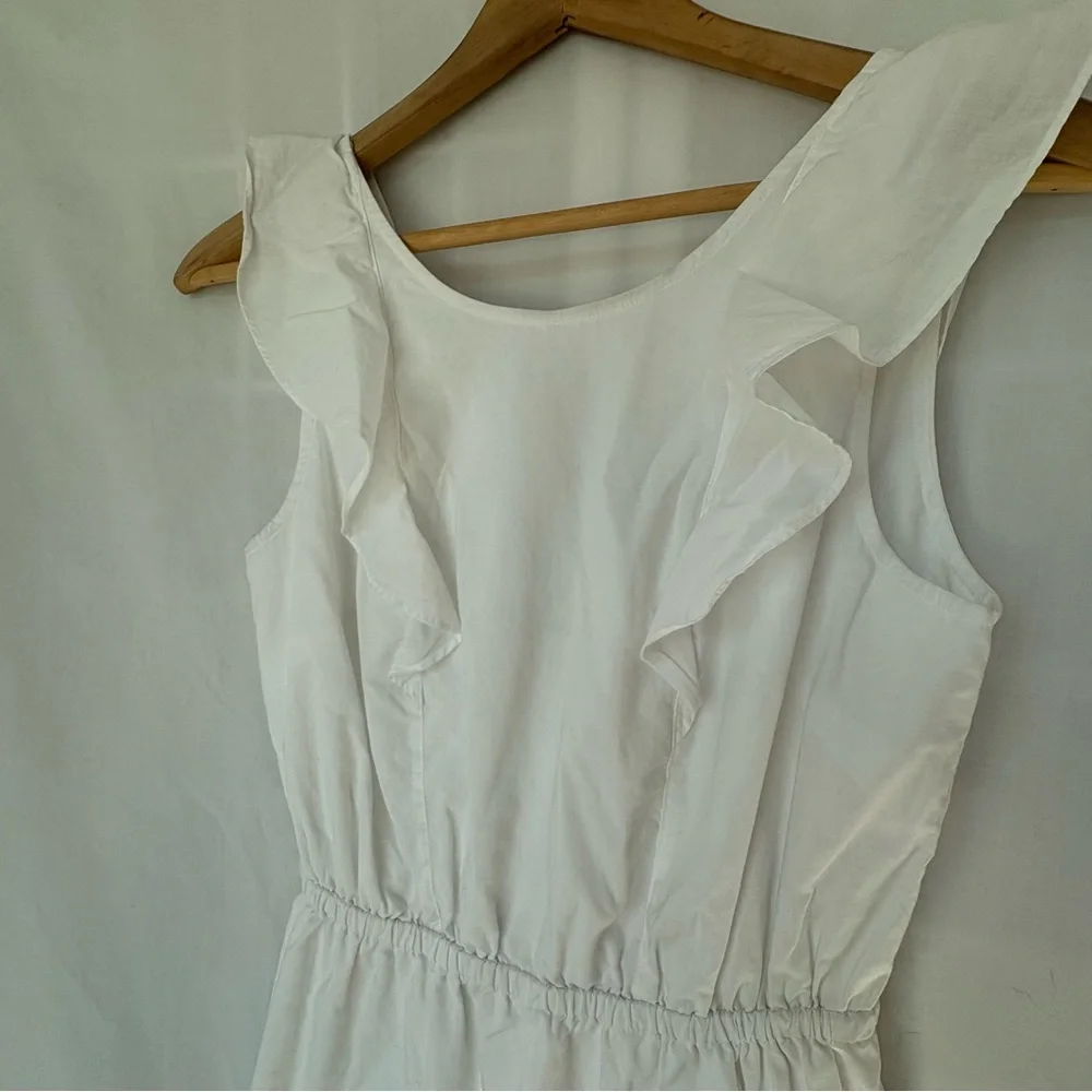 J. Crew Ruffle shoulder A line dress white size 0 100% cotton